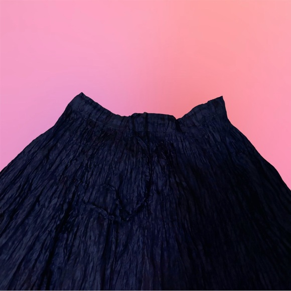 Ray London Elegant Fairy Dark Blue Navy Crinkled Maxi Skirt w/ Petal Hem - Picture 9 of 16